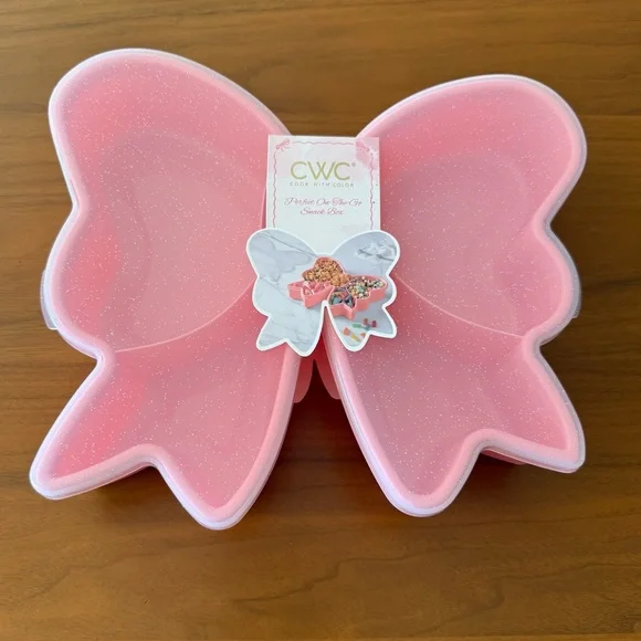 Large Sparkle Bow Snack Box Food Storage Container Valentine SHIP ASAP CWC Pink - Picture 6 of 11